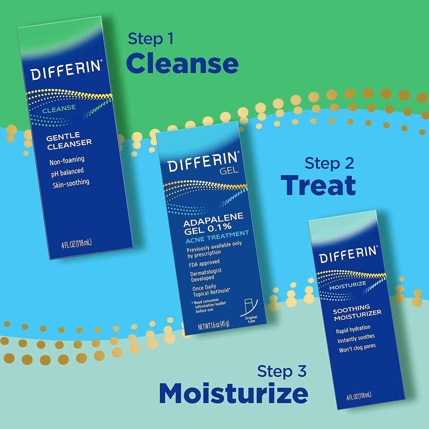 Differin Face Moisturizer, Soothing Lotion for Face and Body, Gentle Skin Care for Acne Prone Sensitive Skin, 4 oz (Packaging May Vary)