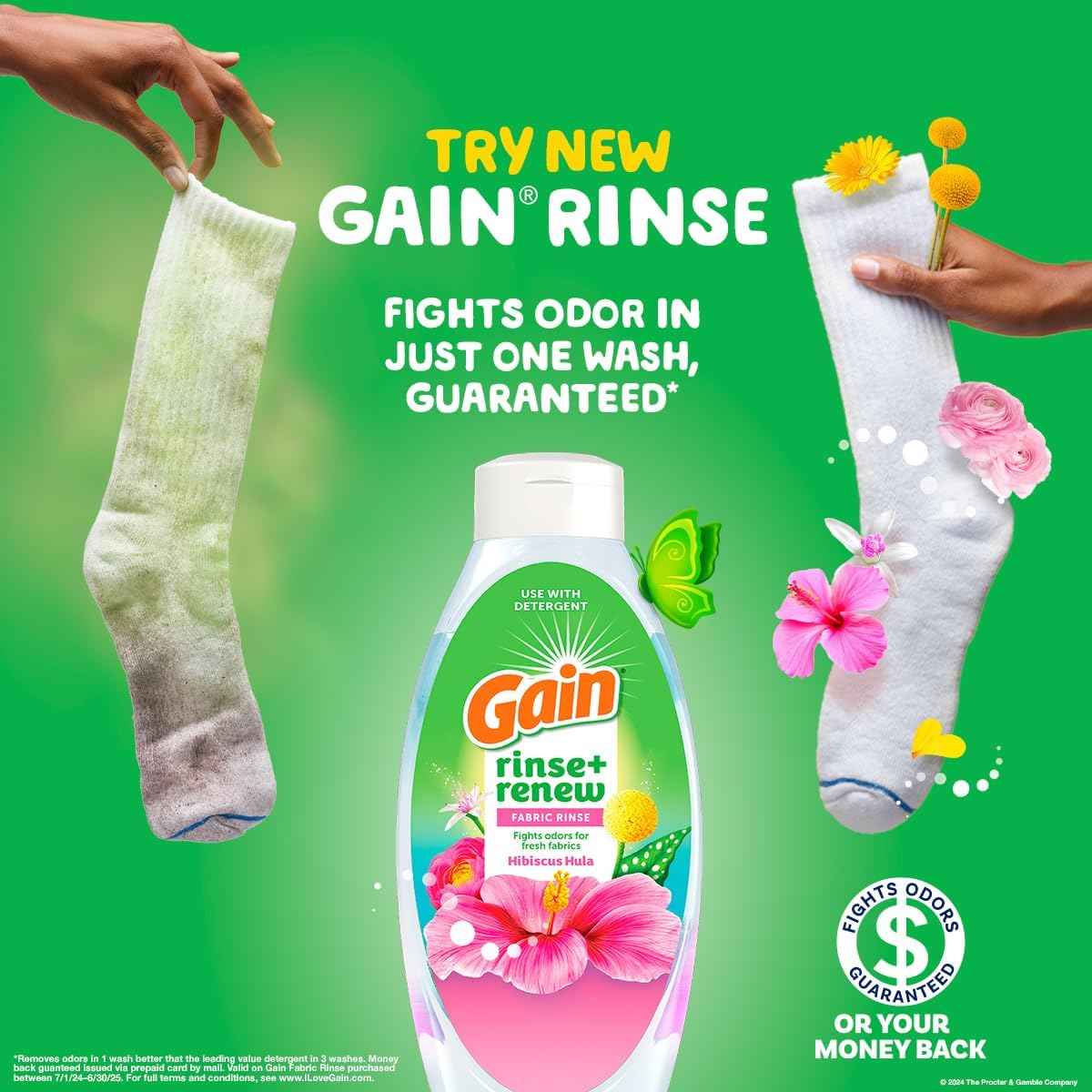 Gain Hibiscus Hula Fabric Rinse & Renew, 48 FL OZ, Laundry Odor Remover