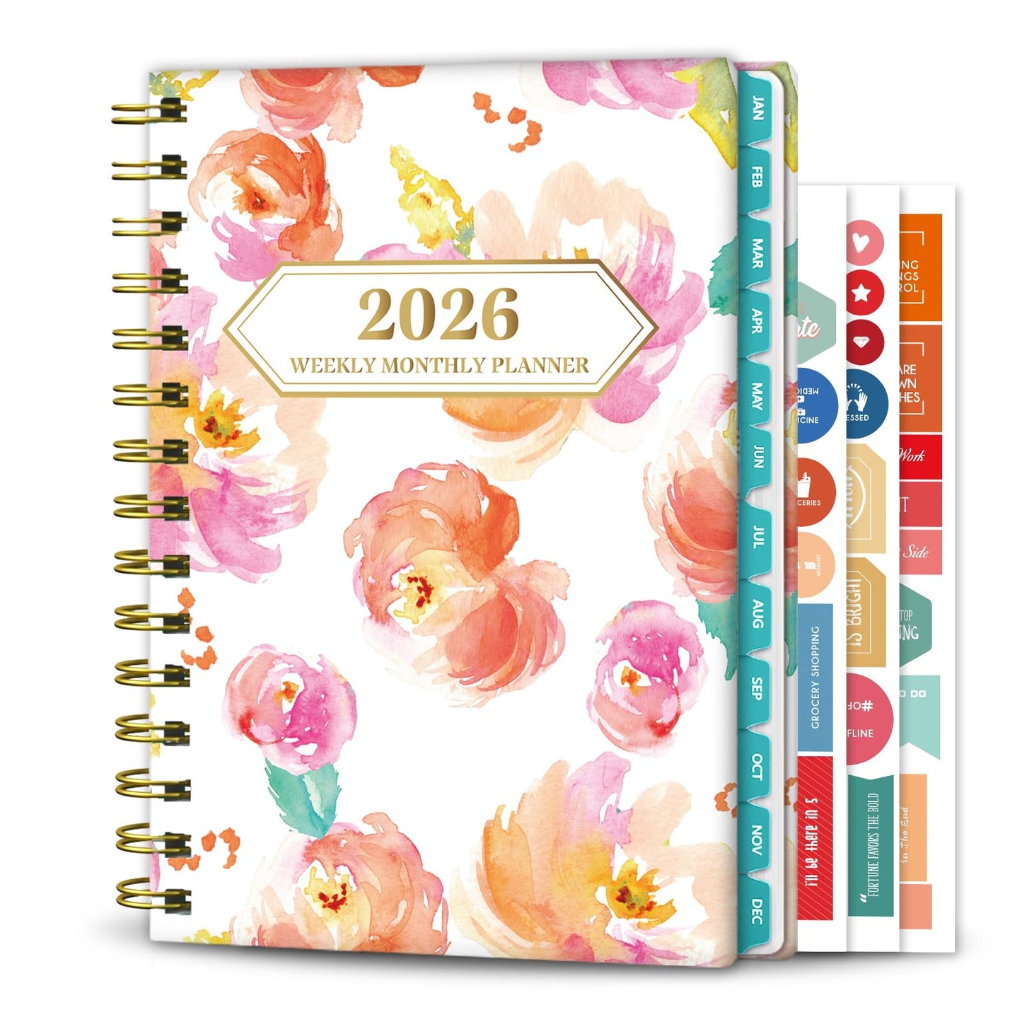 Ymumuda 2026 Planner, Daily Weekly and Monthly Planner，Jan 2026 - Dec 2026, 8.4&amp;#34; x 6.3&amp;#34;, 2026 Calendar Planner Book with Tabs, Spiral Notebook with Inner Pocket for Office Home School Supplies