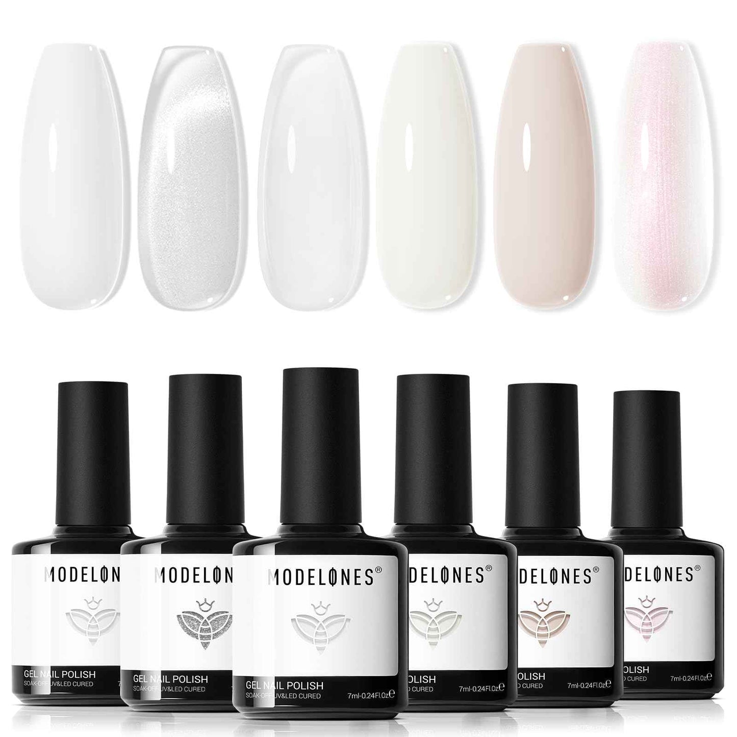 modelones Gel Nail Polish Kit -6 Colors Nude Pink Milky White Spring Gel Polish Set Skin Tones Neutral Brown Soak Off Gel Nail Kit Manicure DIY Nail Art Salon Home Gift
