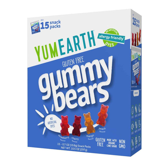 YumEarth Organic Gummy Bears - Fruity Gummy Candy Snack Packs, Gluten Free Snacks for Kids - Allergy Friendly, Non-GMO, No Artificial Dyes - Assorted Flavors