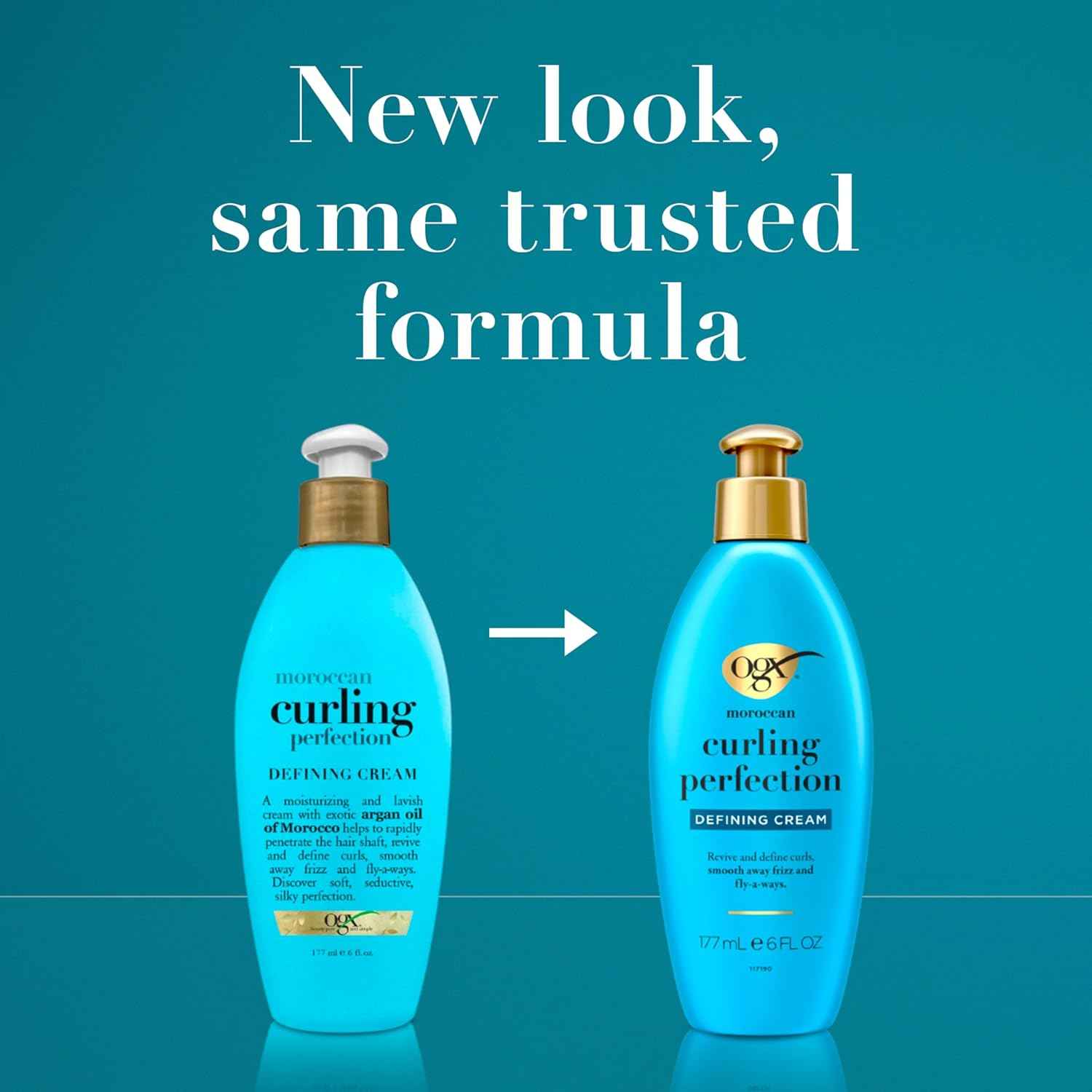 OGX Argan Oil of Morocco Curl-Defining Styling Cream, Anti-Frizz Curl Cream for Curly Hair & All Textures, Cold-Pressed Argan Oil, Paraben-Free, Sulfate-Free Surfactants, Curly Hair Products, 6 oz