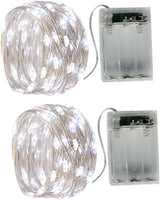 2 x 20LEDs Fairy Lights Battery Operated, Silver Wire 2 Mode Chains String Lights for Bedroom Christmas Party Decoration (Warm White, 6.6)