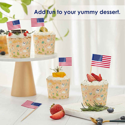 AhfuLife 48 Countries World Flag Toothpick Cake Toppers for World Soccer Decorations, 100pcs Cocktail Stick Flags for World cup Cupcake Toppers Bar Party Supplies