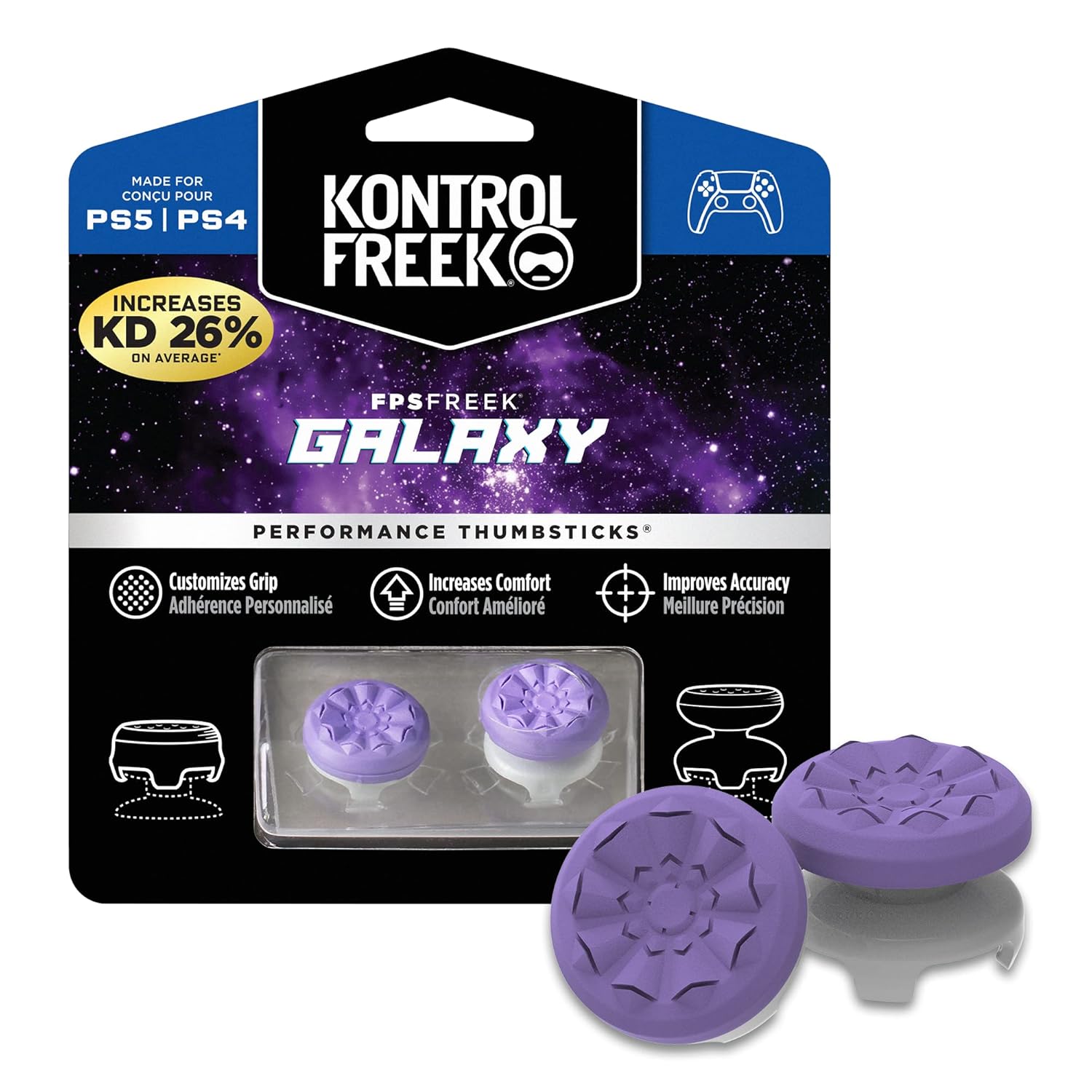 KontrolFreek_FPS_Freek_Galaxy_Purple_for_PlayStation_4_(PS4)_and_PlayStation_5_(PS5)_|_Performance_Thumbsticks_|_1_High-Rise,_1_Mid-Rise_|_Purple