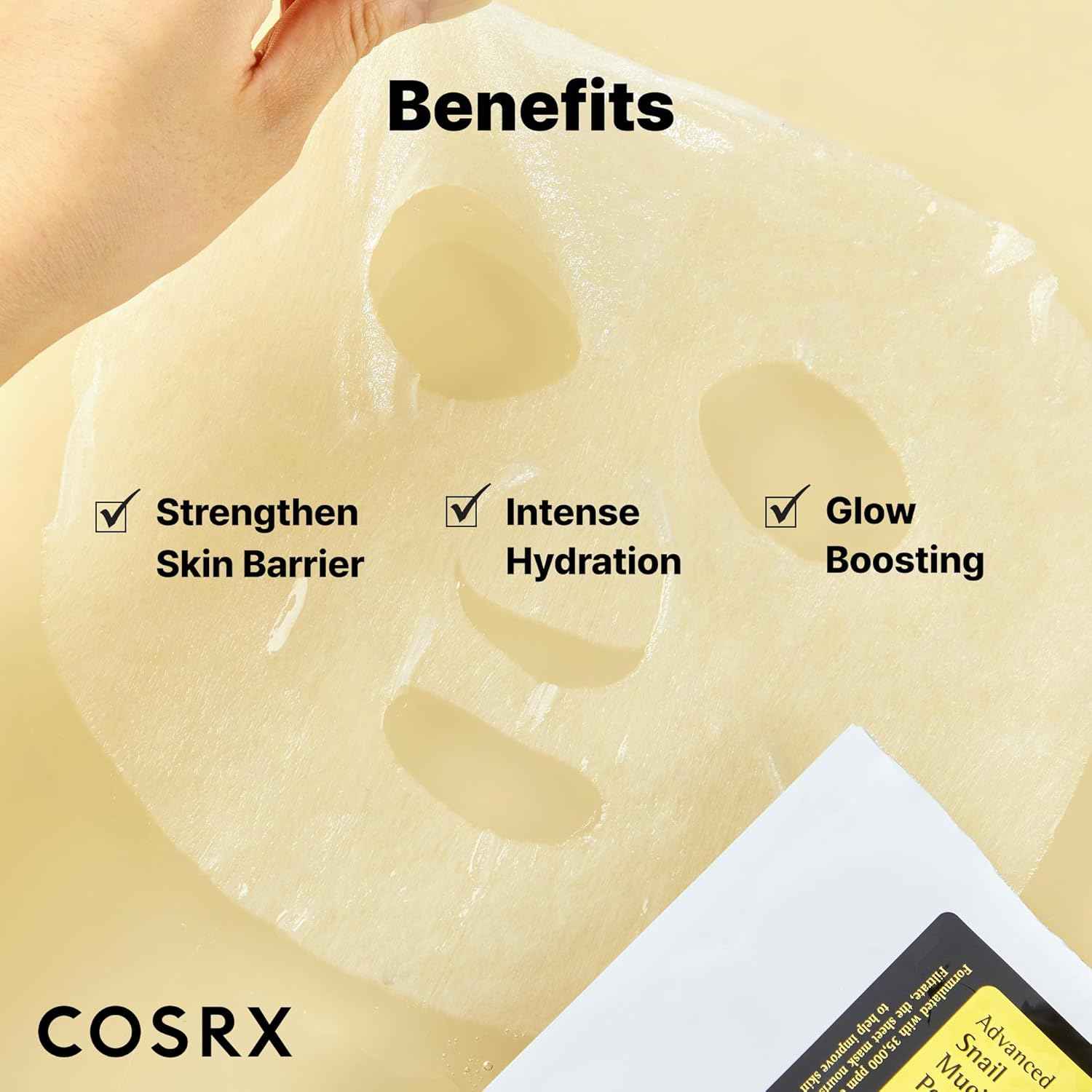 COSRX Snail Mucin Sheet Mask 10 EA with Snail Mucin Serum, Self Care, Face Masks for Dry, Sensitive Skin, Not Tested on Animals, No Parabens, No Sulfates, Korean Skin Care
