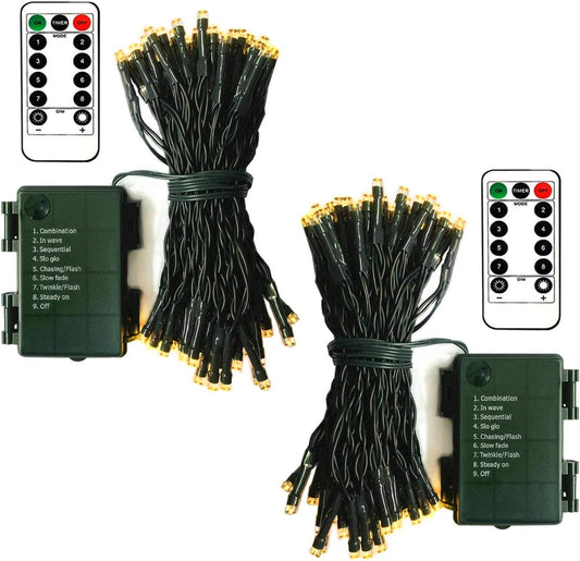 echosari_2_Pack_Battery_Operated_Christmas_Lights_Green_Wire_50_LED_Fairy_String_Light_with_Remote,_Timer,_Dimmable_for_Xmas_Tree_Wedding_Party_Decor