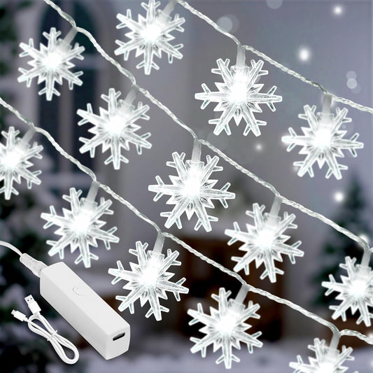 Lakumu_Christmas_Lights_Snowflake,_20FT_40_LED_String_Lights_Battery_Operated,_8_Modes_Timer_Rechargeable_Fairy_Lights_Indoor_for_Bedroom_Room_Party_Home_Xmas_Tree_Decor,_Cool_White