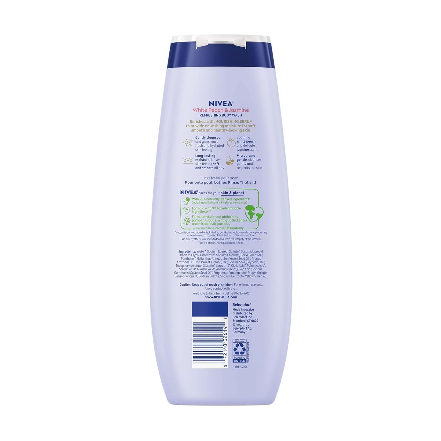 NIVEA_Refreshing_White_Peach_and_Jasmine_Body_Wash_with_Nourishing_Serum,_Scented_Body_Wash_for_Women,_Enriched_with_Provitamin_B5_and_Vitamin_E,_20_Fl_Oz_Bottle