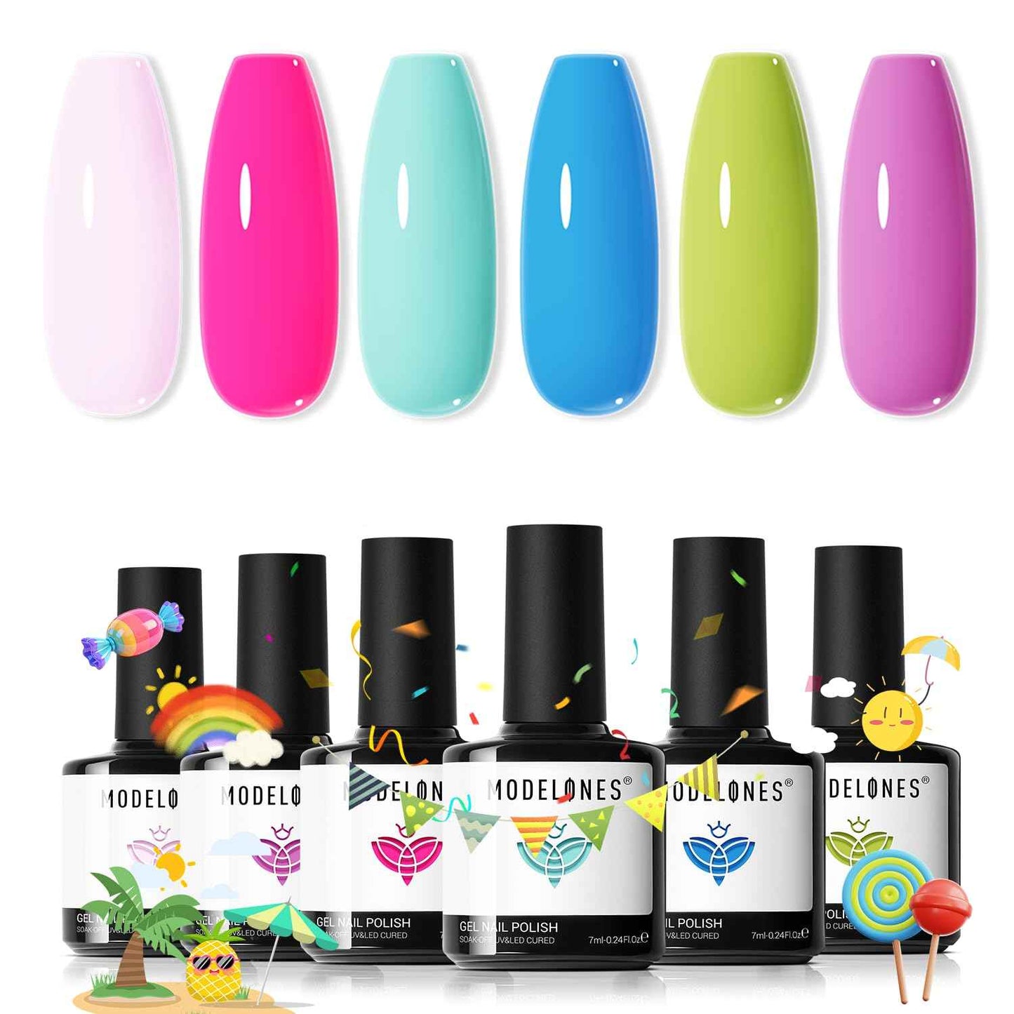 modelones Gel Nail Polish Set - 6 Colors Nude Pink Milky White Gel Polish Set Light Neutral Pink Nail Polish Barely Pink Soak Off LED Starter Kit Popular Nail Art DIY Manicure Gifts