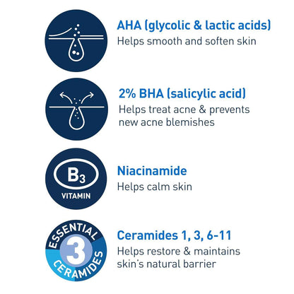 CeraVe Acne Control Gel, 2% Salicylic Acid Treatment With Glycolic Acid + Lactic Acids + Niacniamide, Acne Gel Helps Clear Blemishes Without Over Drying, Alcohol Free & Oil Free, 1.35 Fl Oz