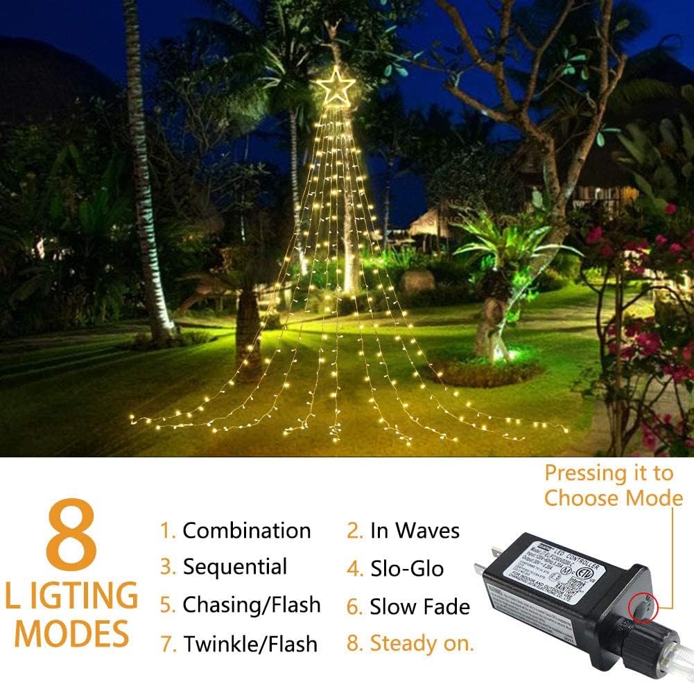 DANLI_Christmas_Star_String_Lights_Outdoor,_320_LED_With_Timer_[8_Mode/IP44_Waterproof]_Decoration_Fairy_Indoor,_9x12FT_Topper_for_Xmas_New_Year_Wedding_Patio_Yard