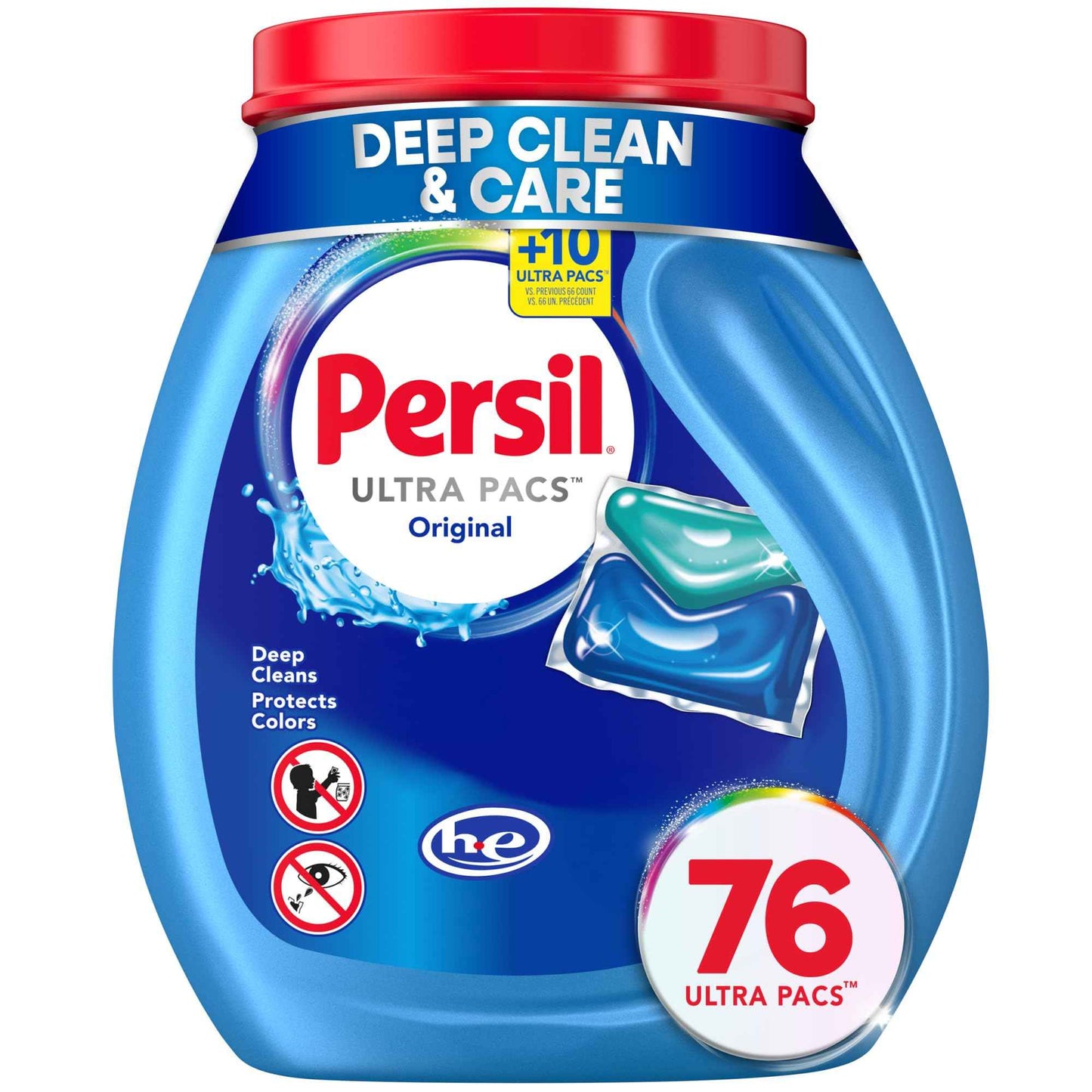Persil Ultra Pacs Original Everyday Clean Laundry Detergent, No Mess, Single-Dose Laundry Soap, Deep Clean Fabric Care for Colors & Whites, All Water Temperatures, HE Safe
