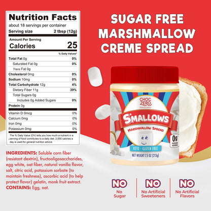 ChocZero_Marshmallow_Spread,_Gluten_Free,_Sugar_Free_Dessert_Creme_Dip,_Fat_Free,_High_in_Fiber,_7.5_oz_Jar