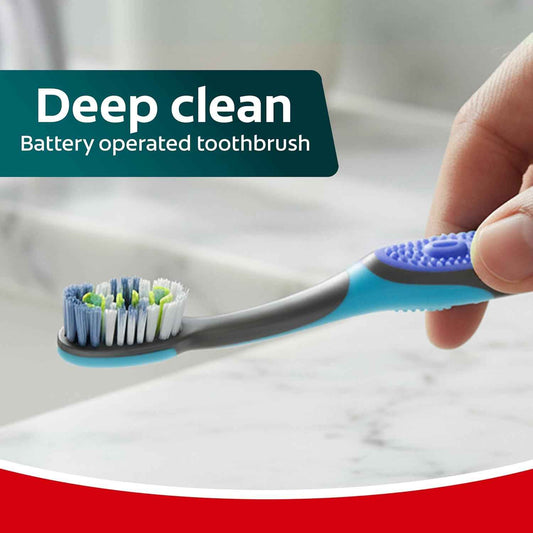 Colgate 360 Vibrate Deep Clean Battery Powered Electric Toothbrush with Medium Bristles, 2 Pack, Sonic Powered