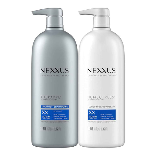 Nexxus Shampoo and Conditioner Therappe Humectress 2 Count for Dry Hair Silicone-Free, Moisturizing Caviar Complex and Elastin Protein for thicker and stronger hair
