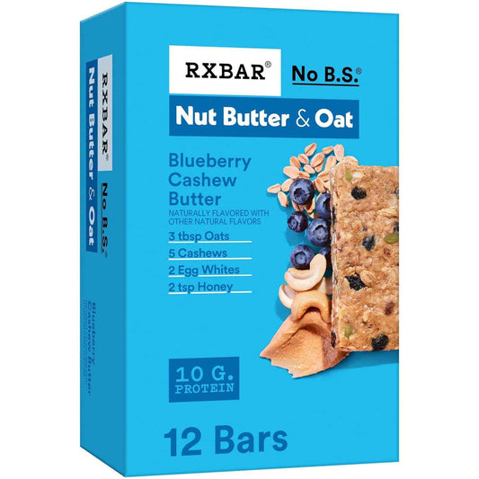 RXBAR Nut Butter and Oat Protein Bars, Protein Snacks, Snack Bars, Blueberry Cashew Butter