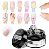 Solid Builder Gel for Nails - 3D Nail Art Gel Clear Non-Stick Hand Hard Gel for Carving Patterns Decoration Nail Art Emboss Nail Extension Gel for Nails Mnicure DIY at Home 14g(0.49fl oz)