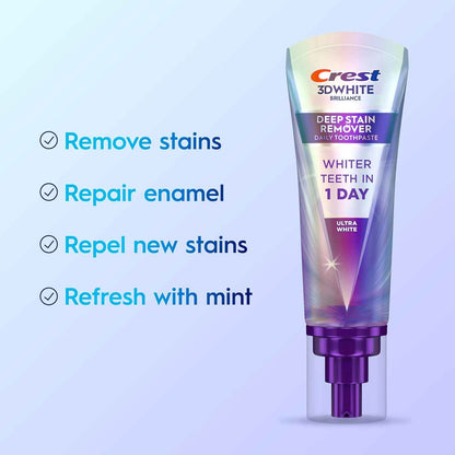 Crest 3DWhite Brilliance Deep Stain Remover Ultra White Toothpaste - 3.1oz