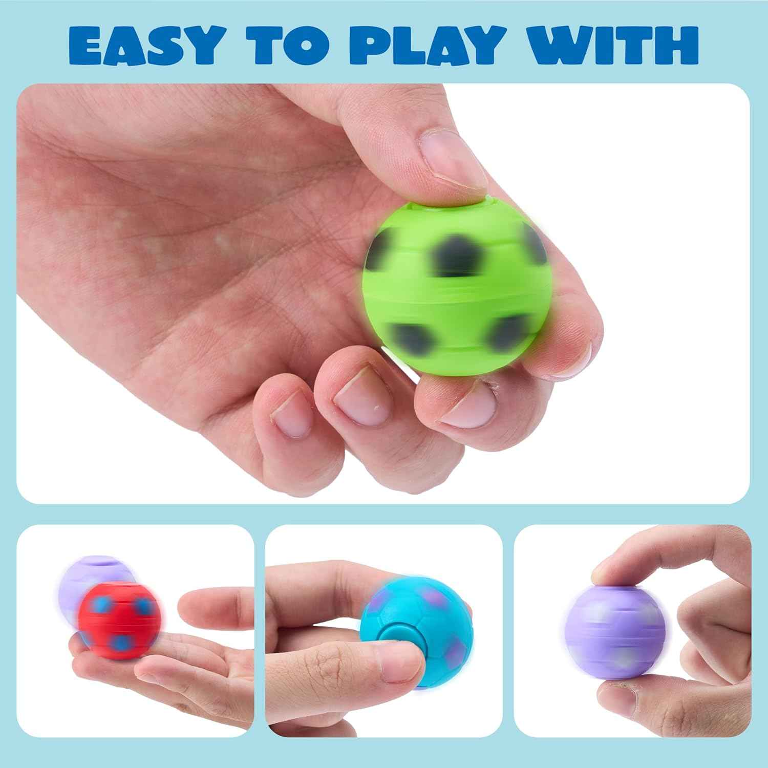 JOYIN 36 Pack Soccer Fidget Spinners for Kids, Goodie Bag Stuffers for Birthday Party, Soccer Party Favors, Fidget Toys Bulk, Stress Balls, Treasure Box for Classroom