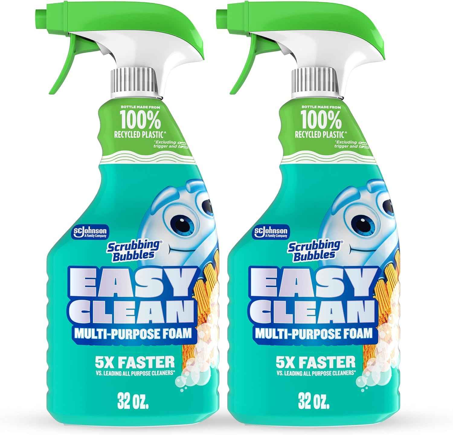 Scrubbing Bubbles Easy Clean Foaming Bleach-Free Bathroom All Purpose Cleaner, Fast-Acting Foam Cleans Limescale, Dirt and Grime on Showers, Sinks, Toilets, Tiles, Counters, & More, 32oz Spray