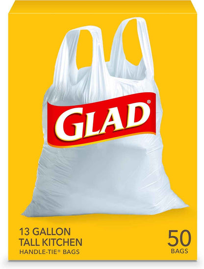 Glad Tall Kitchen Trash Bags 13 Gallon, Unscented Garbage Bags, Handle-Tie