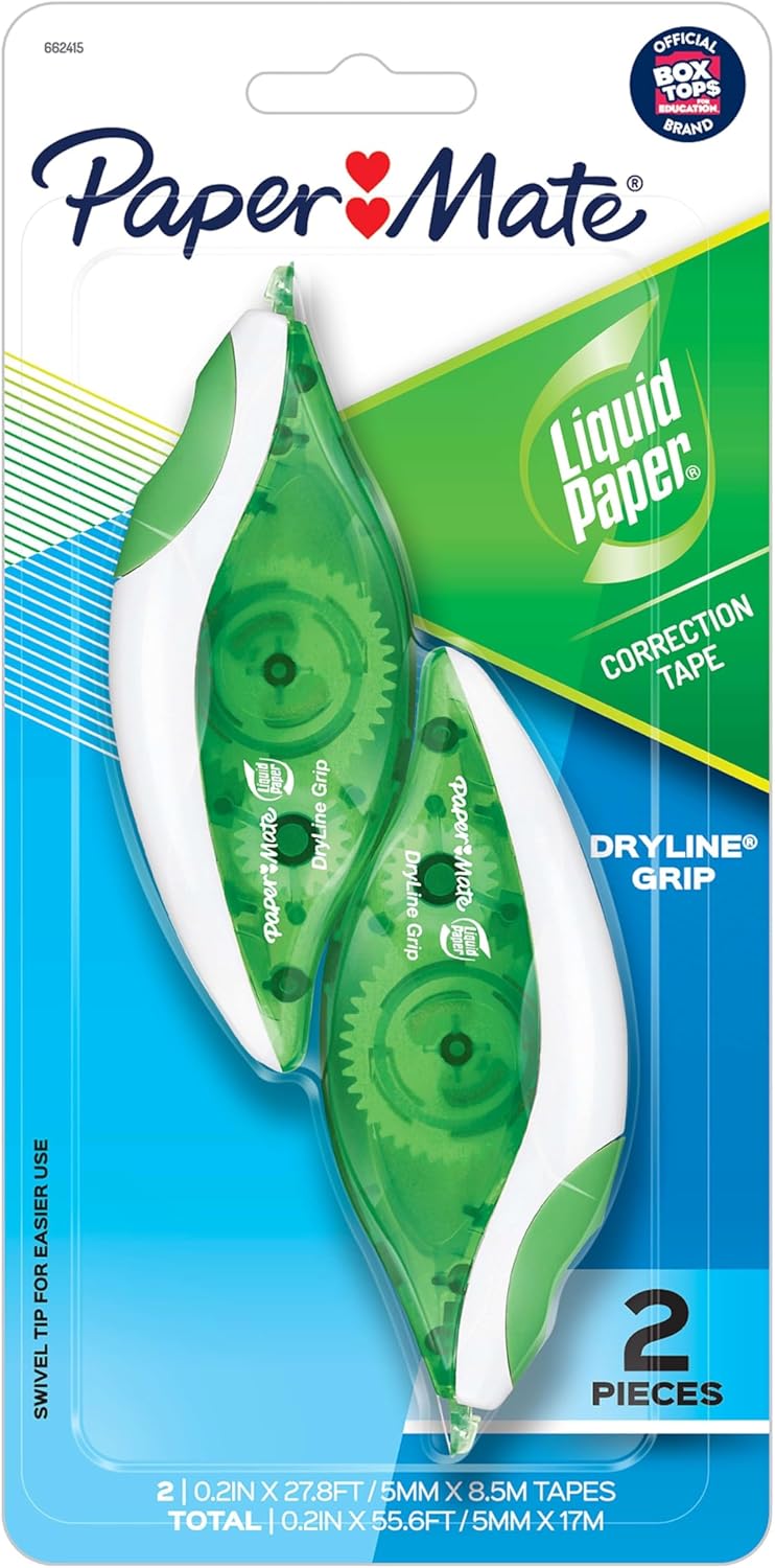 Paper_Mate_Paper_Mate_Liquid_Paper_DryLine_Grip_Correction_White_Tape,_2_Count