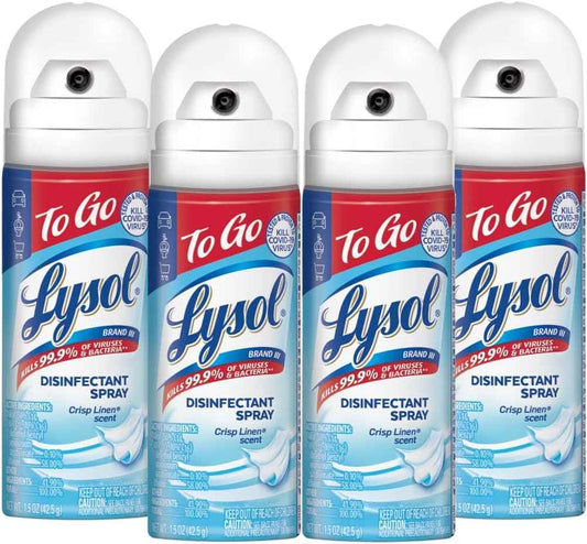 Lysol To Go Disinfectant Spray, Travel Size Sanitizing, For On-the-Go Disinfecting and Deodorizing, Crisp Linen