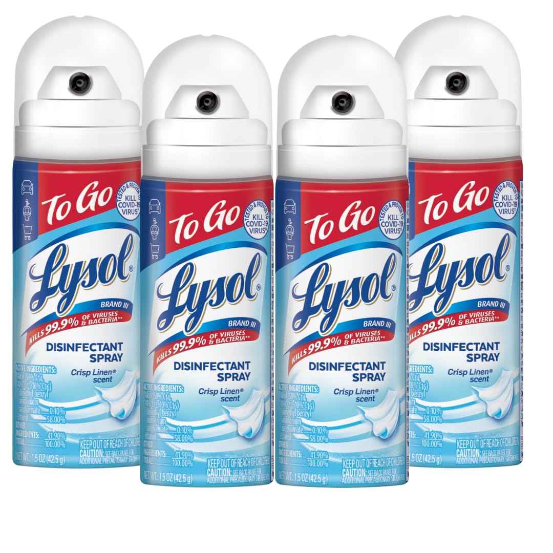 Lysol To Go Disinfectant Spray, Travel Size Sanitizing, For On-the-Go Disinfecting and Deodorizing, Crisp Linen