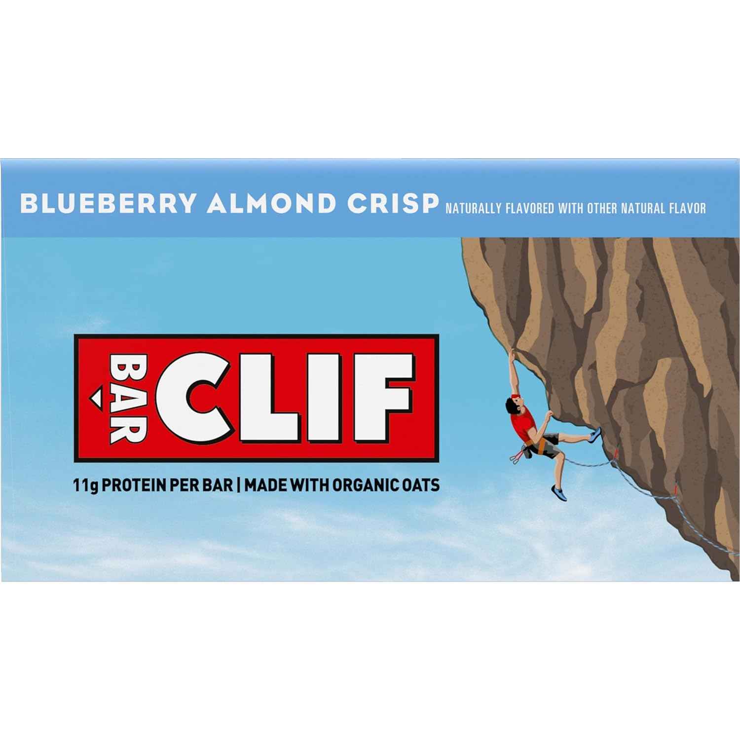 CLIF BAR - Energy Protein Bars - Blueberry Almond Crisp - Made with Organic Oats - Energy Bars - Non-GMO