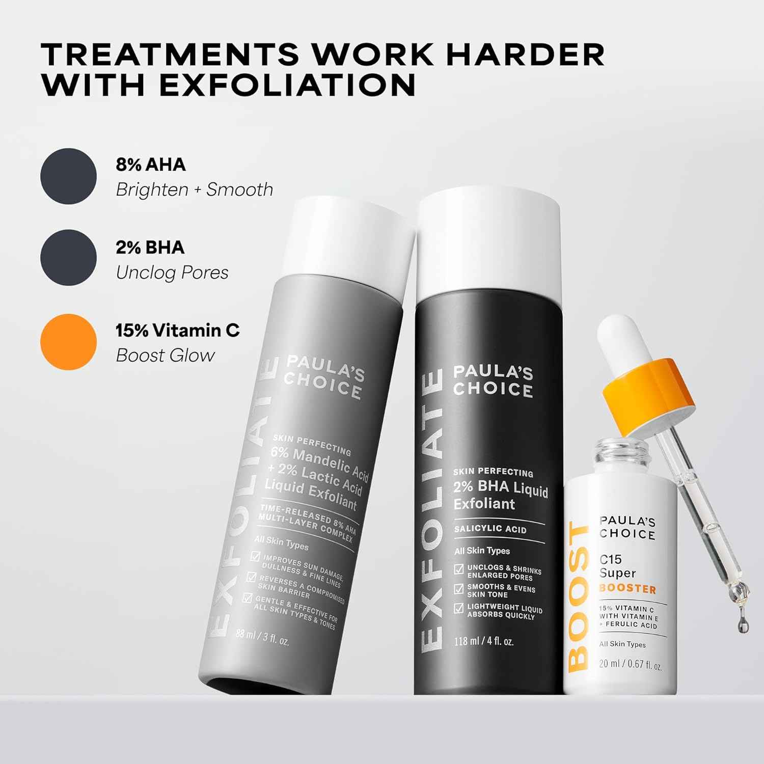 Paula's Choice BOOST C15 Super Booster, 15% Vitamin C Serum for Face, Face Serum with Vitamin E & Ferulic Acid for Discoloration & Glow, Fragrance-Free