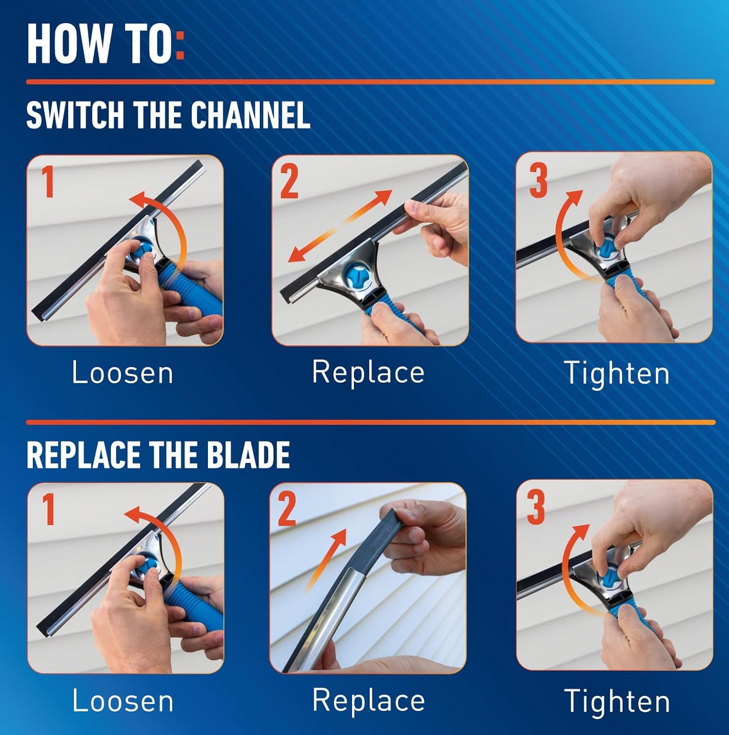 Unger_Professional_Connect_and_Clean_18”_EZ_Change_Window_and_Glass_Cleaning_Squeegee,_Large_and_Small_Windows,_Rubber_Blade_Tool_for_Streak-Free_Results,_Includes_12”_Channel