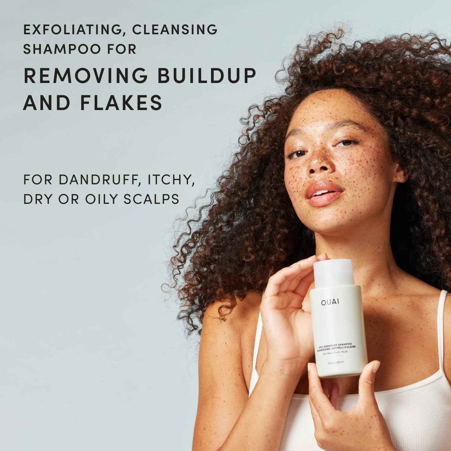 OUAI Anti Dandruff Shampoo - Soothing Salicylic Acid Shampoo for Flaky, Dry and Itchy Scalp - Reduces Itching, Redness and Irritation - Sulfate Free Scalp Care (10 Fl Oz)