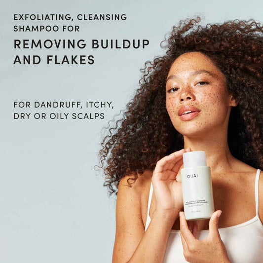 OUAI Anti Dandruff Shampoo - Soothing Salicylic Acid Shampoo for Flaky, Dry and Itchy Scalp - Reduces Itching, Redness and Irritation - Sulfate Free Scalp Care (10 Fl Oz)