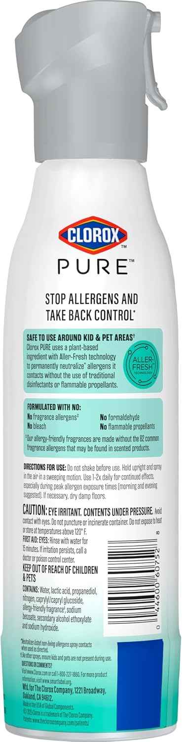 Clorox PURE Allergen Neutralizer Daily Air Spray, Clean Breeze, 8 Ounces