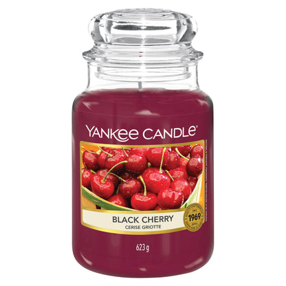 Yankee Candle Black Cherry Scented Classic 22oz Large Jar Single Wick Candle Over 110 Hours of Burn Time Ideal for Home Décor and Gifting
