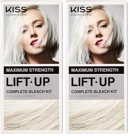 KISS Lift Up Complete Hair Bleach & Icy Silver Toner Kit, Gentle Conditioning Formula that Reduces Brassiness, Complete 6-Pc DIY, ICE
