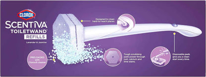 CLOROX Scentiva ToiletWand Toilet Cleaner Refills, Toilet brush, Lavender and Jasmine, 10 Count