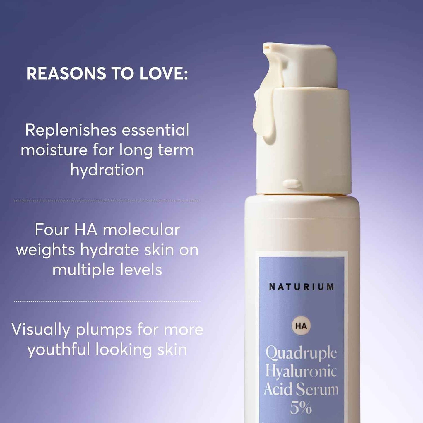 Naturium Quadruple Hyaluronic Acid Serum 5%, Hydrating & Plumping Face Serum, Anti-Aging & Moisturizing Skin Care, Fragrance-Free