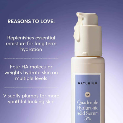 Naturium Quadruple Hyaluronic Acid Serum 5%, Hydrating & Plumping Face Serum, Anti-Aging & Moisturizing Skin Care, Fragrance-Free