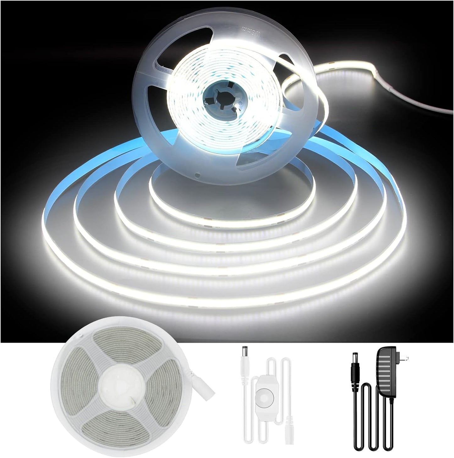 DAYBETTER_COB_LED_Strip,_16.4_ft_White_LED_Strip_Lights,_Dimmable_LED_Light_Strip_Bright_Daylight_White/Warm_White/Neutral_White,_24V,_1600LEDs,_2835_Flexible_LED_Tape_Light_for_TV,_Bedroom,_Kitchen_Cabinet,_Closet