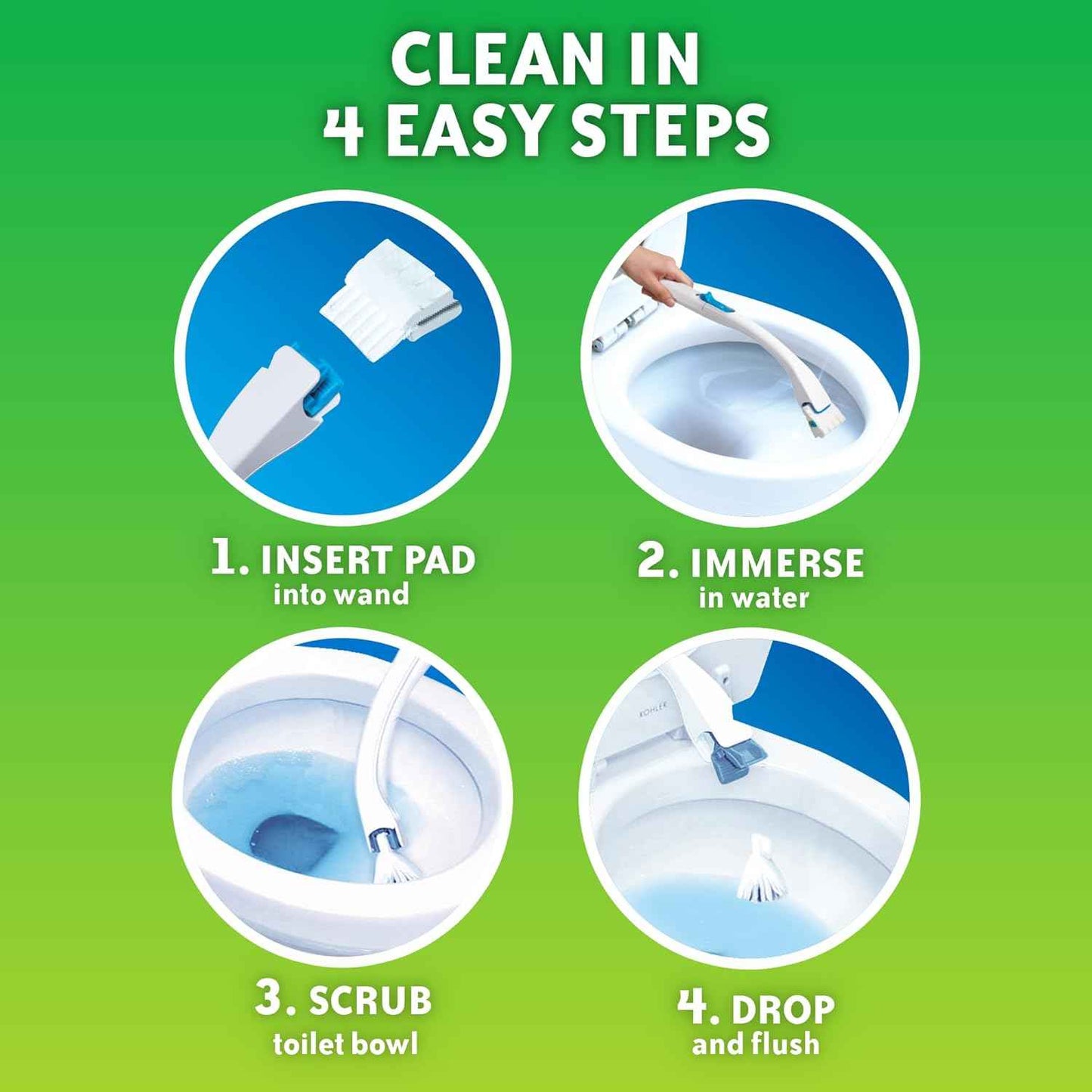 Scrubbing Bubbles Toilet Bowl Cleaning System with Flushable & Disposable Cleaner Refill Pads, Fights Odors and Helps Remove Limescale & Hard Water Stains, Citrus Scent