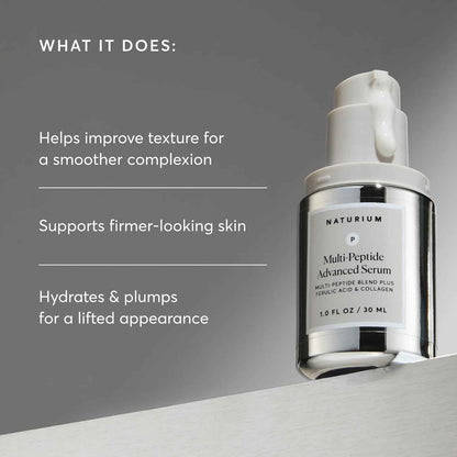 Naturium Multi-Peptide Advanced Serum, Firming & Smoothing Face Serum for Fine Lines & Wrinkles with Advanced Multi-Peptide Blend