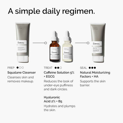 The Ordinary Caffeine Solution 5% + EGCG, Depuffing Eye Serum for Dark Circles and Tired Eyes