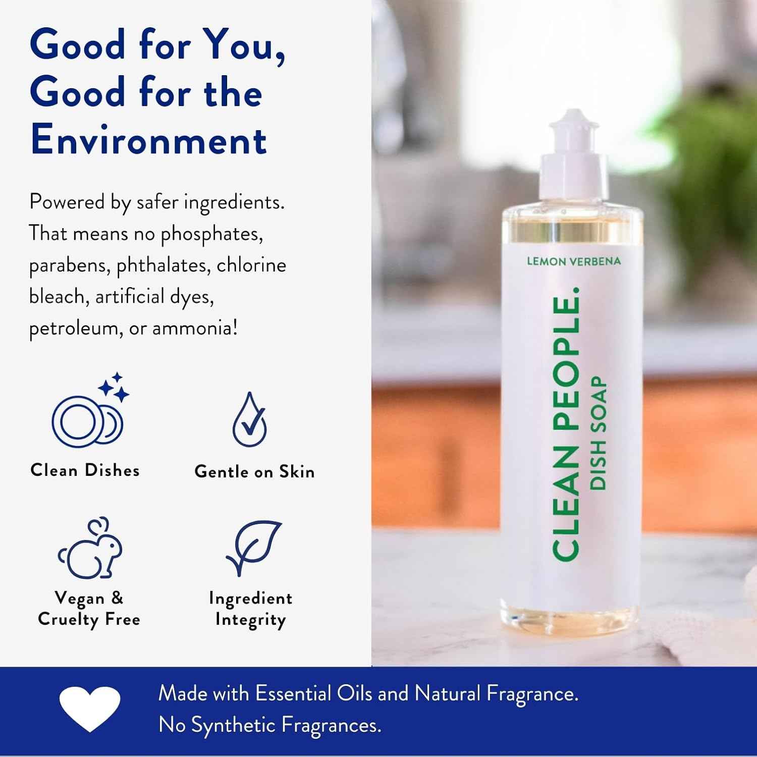 THE CLEAN PEOPLE Liquid Dish Soap - Clean, Simple Ingredients - Extra Scrubbing Power