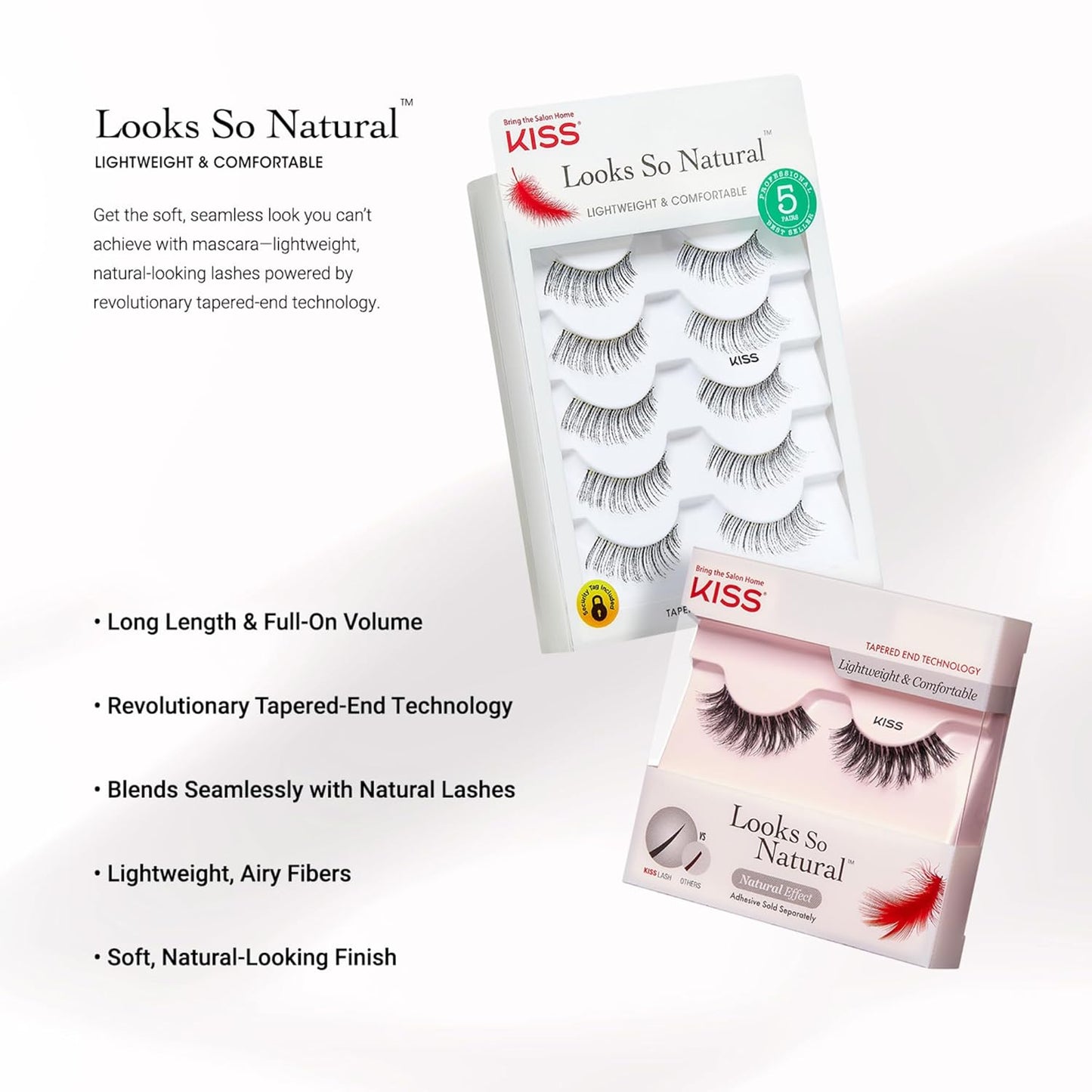KISS_Looks_So_Natural,_False_Eyelashes,_'Shy',_12mm,_Includes_5_Pairs_Of_Lashes,_Easy_to_Apply,_Reusable_Lash_Clusters