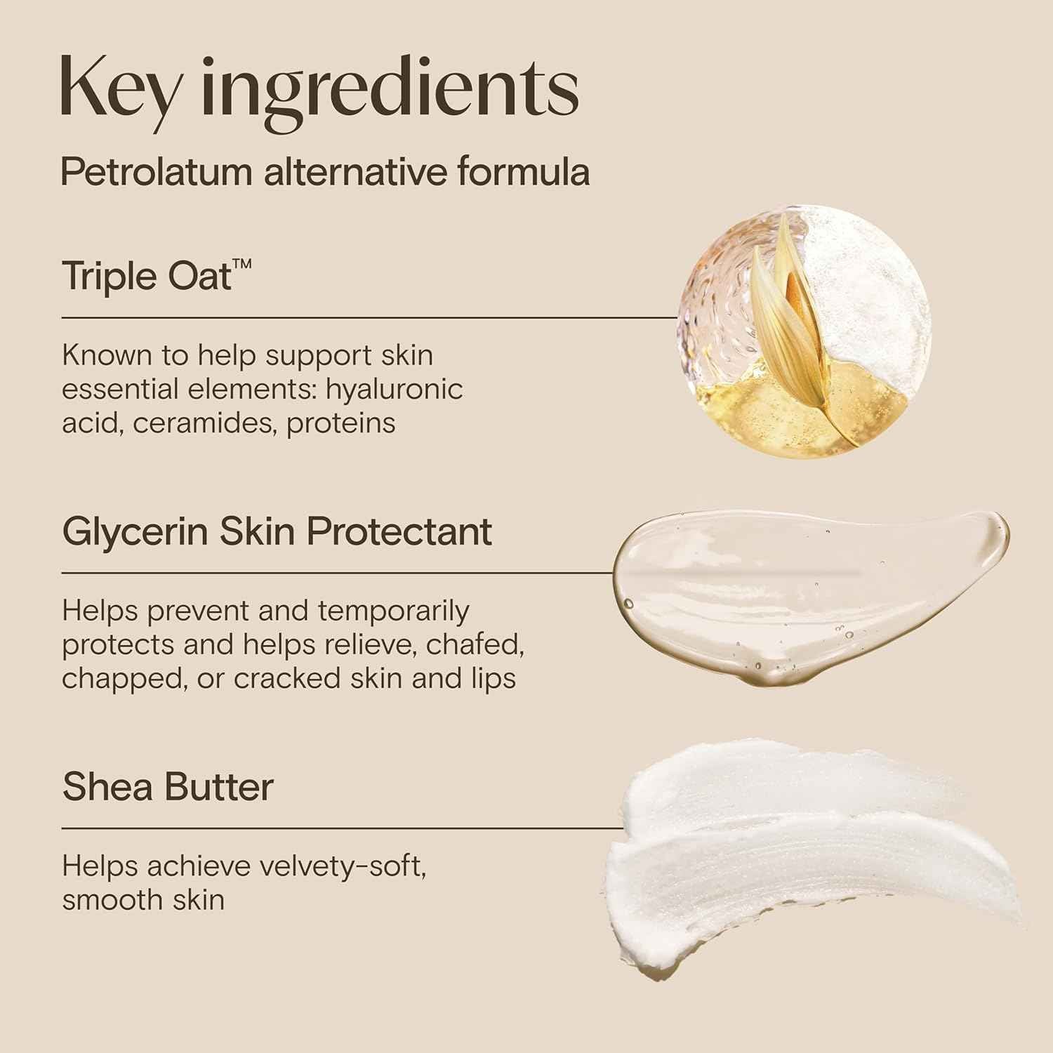 Aveeno Skin Relief Healing Ointment, for Extra Dry, Cracked & Sensitive Skin, 72-Hour Protectant with Triple Oat, Shea Butter & Glycerin, Fragrance-Free for Body, Face, Hands, Lips