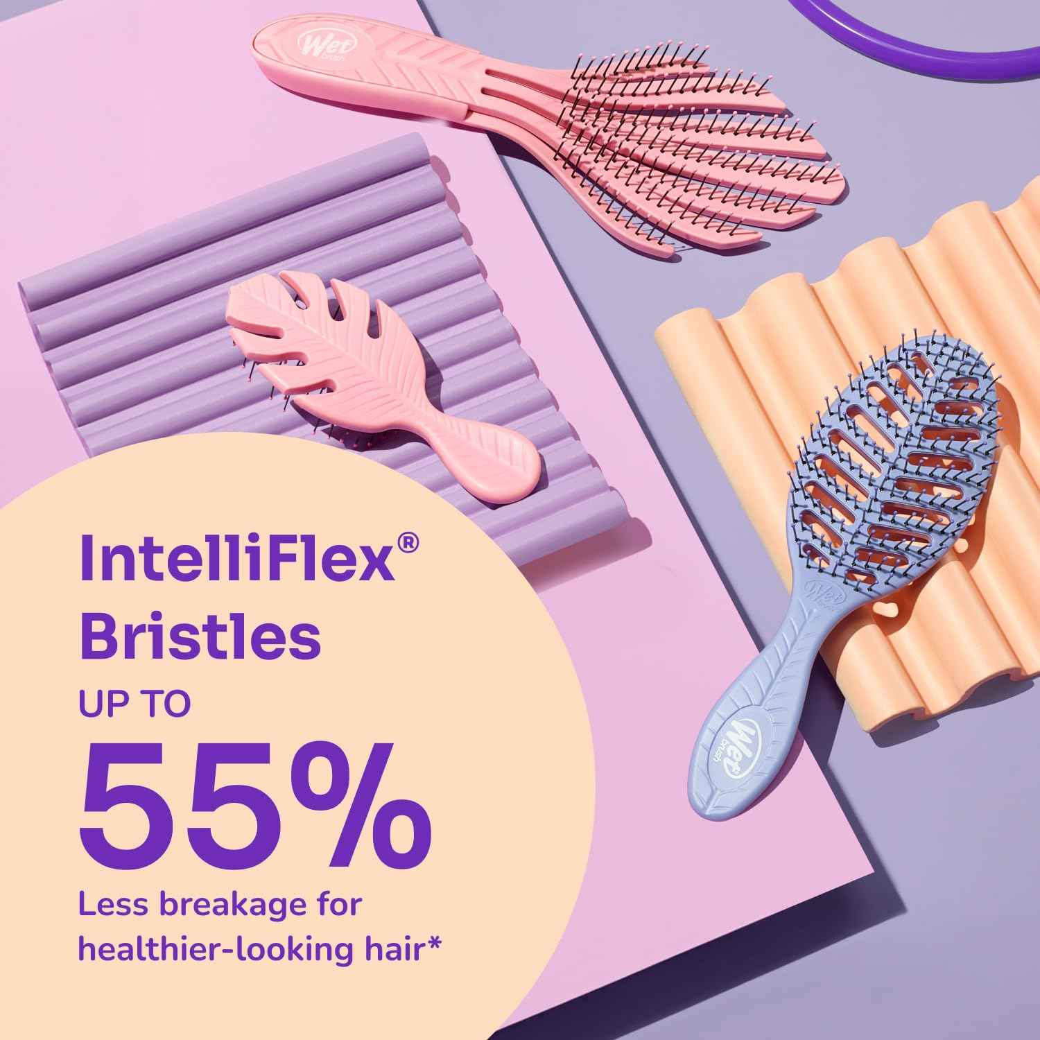 Wet Brush Go Green Curl Detangler Hair Brush, Pale Pink, Ultra-Soft IntelliFlex Detangling Bristles Glide Through Tangles with Ease, Great For Curls, No Split Ends & Pain-Free for Wet or Dry Hair