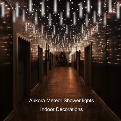 Aukora_Christmas_Lights_Outdoor_Meteor_Shower_Falling_Rain_Lights_12_inch_8_Tubes_192LED_Snowfall_Cascading_Icicle_String_Light_for_Xmas_Tree_Decor_Wedding_Party_Holiday_Window_Garden,_UL_Plug,_White