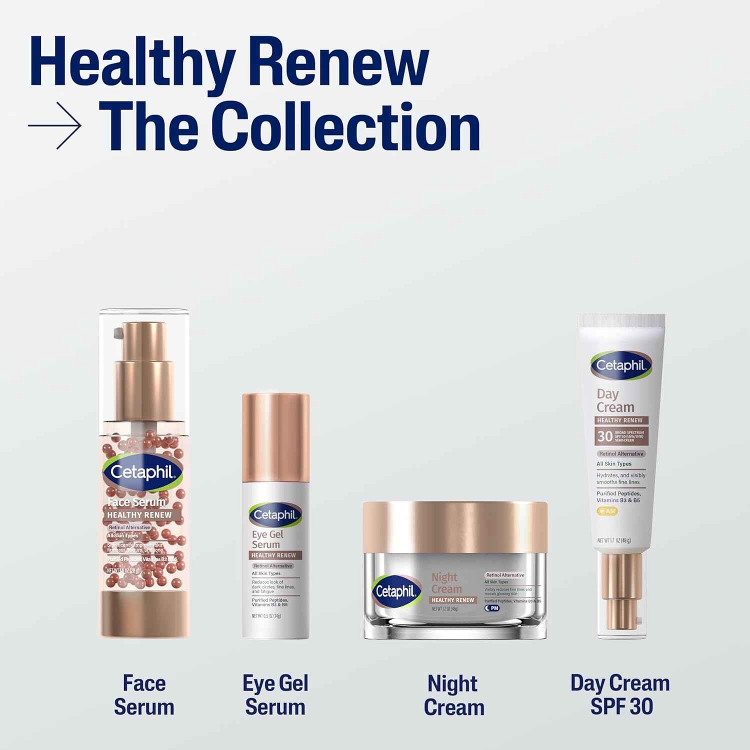 Cetaphil Healthy Renew Hydrating Eye Gel Serum 0.5 Oz, 24Hr Under Eye Cream for Anti Aging, Reduces the Appearance of Dark Circles and Wrinkles, Retinol Alternative Peptide Serum, For Sensitive Skin